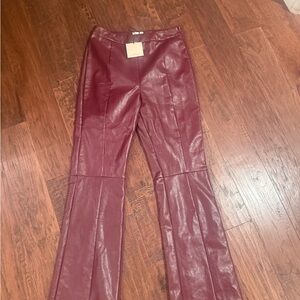 Superdown Maroon Faux Leather Pants